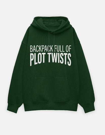 Travel Hoodie Oversized Fit | Backpack Full of Plot Twists - Travel Apparel - Khojo Store