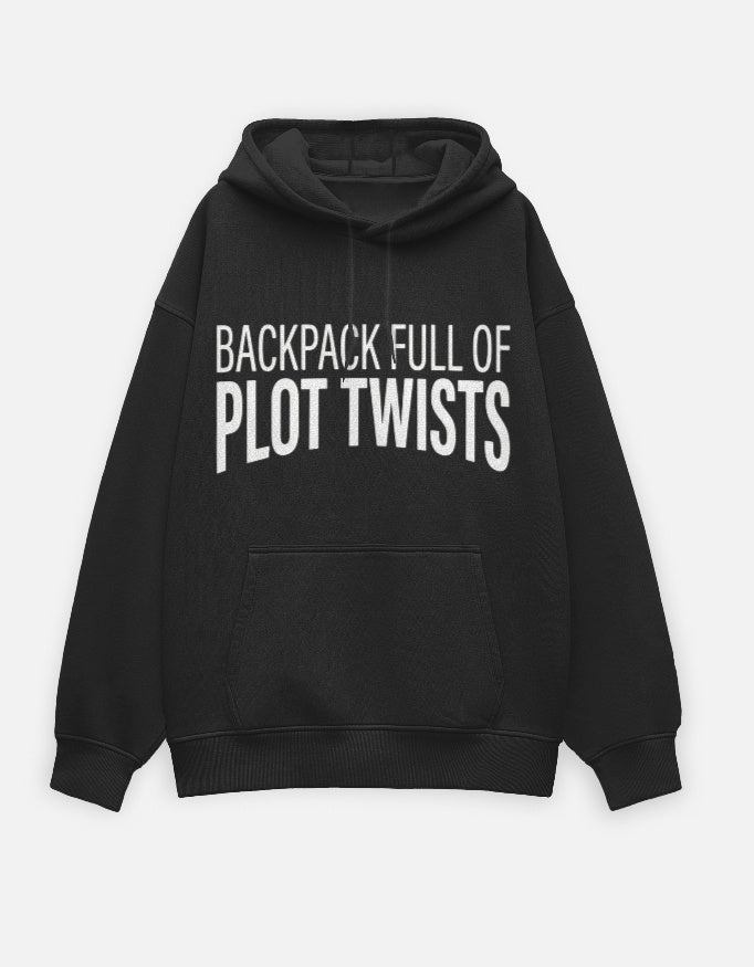 Travel Hoodie Oversized Fit | Backpack Full of Plot Twists - Travel Apparel - Khojo Store