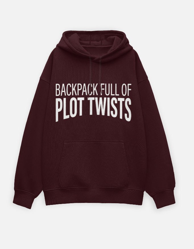Travel Hoodie Oversized Fit | Backpack Full of Plot Twists - Travel Apparel - Khojo Store