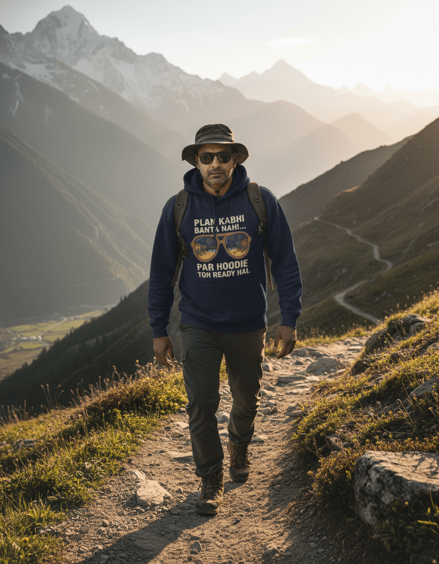 Travel Hoodie Oversized Fit | Plan Kabhi Banta Nahi - Travel Apparel - Khojo Store