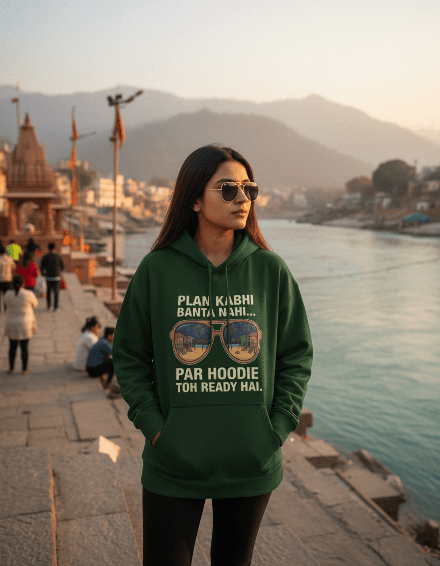 Travel Hoodie Oversized Fit | Plan Kabhi Banta Nahi - Travel Apparel - Khojo Store
