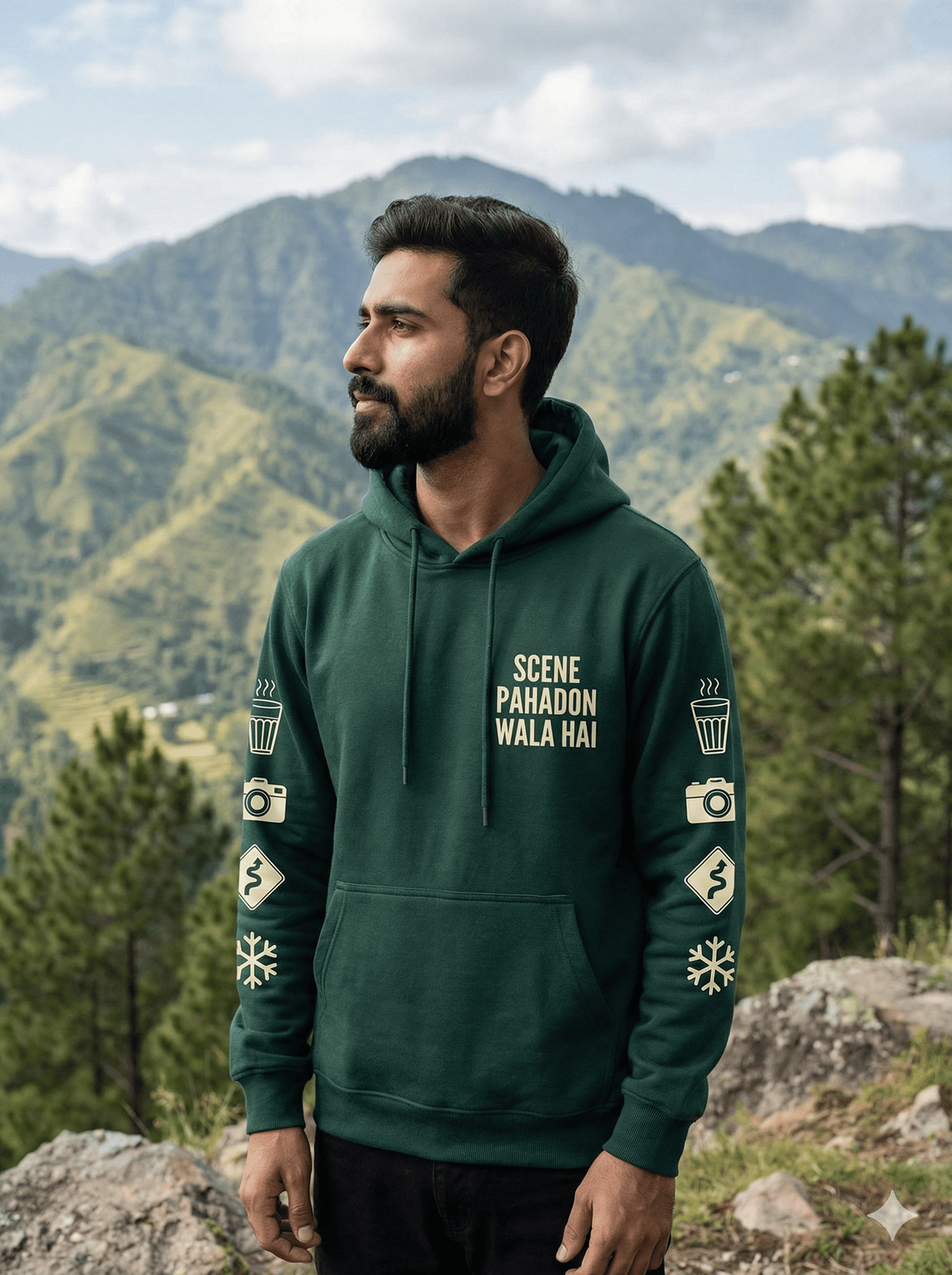 Travel Hoodie | Scene Pahaadon Wala - Travel Apparel - Khojo Store