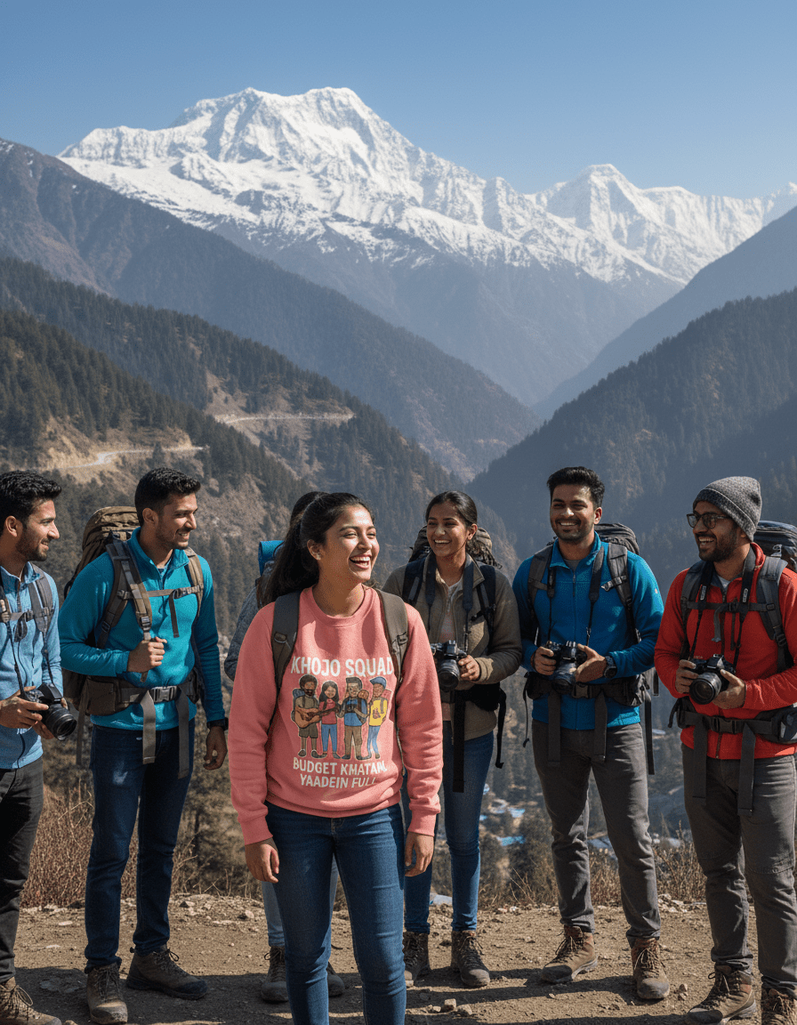 Travel Sweatshirt | Khojo Squad - Budget khatam, yaadein full - Travel Apparel - Khojo Store