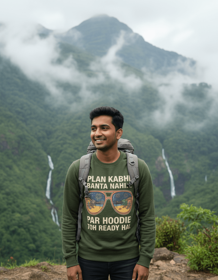 Travel Sweatshirt | Plan Kabhi Banta Nahi - Travel Apparel - Khojo Store