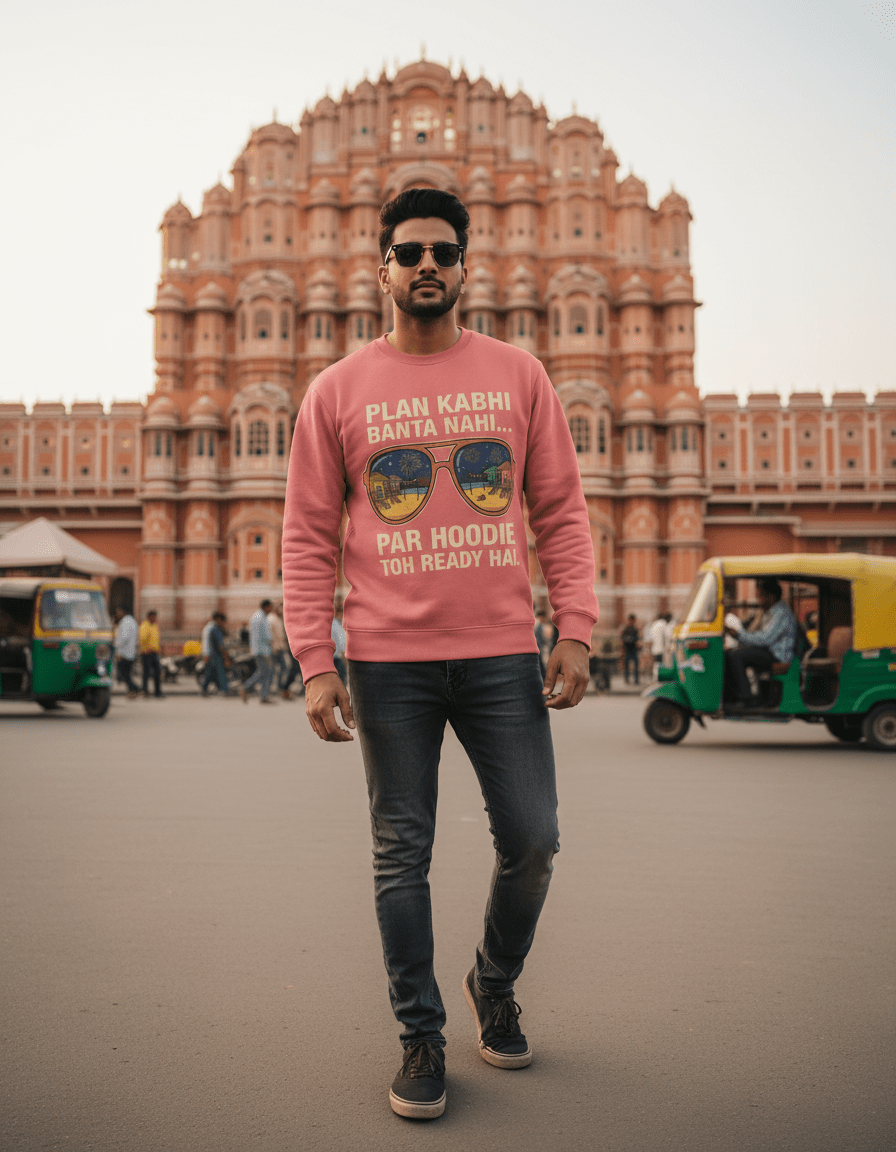 Travel Sweatshirt | Plan Kabhi Banta Nahi - Travel Apparel - Khojo Store