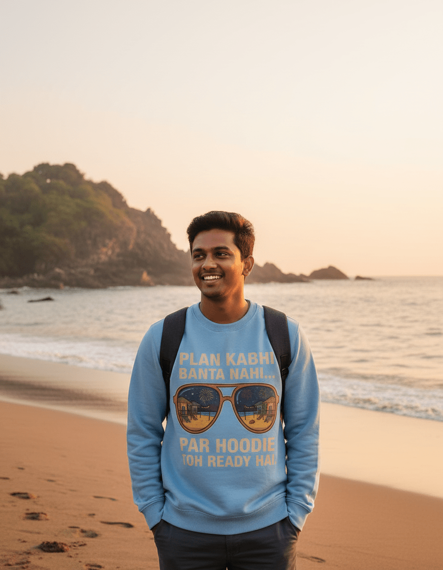 Travel Sweatshirt | Plan Kabhi Banta Nahi - Travel Apparel - Khojo Store