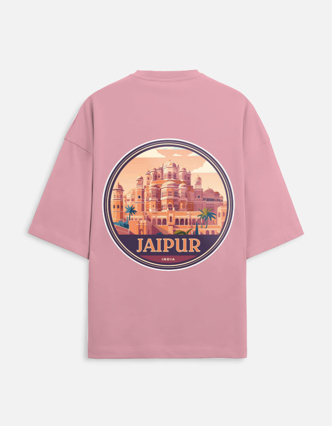 flamingo unisex terry oversized travel t-shirt with jaipur graphic design