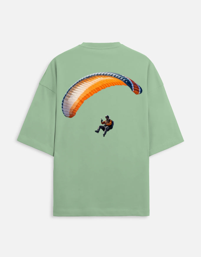 jade unisex terry oversized travel t-shirt with para gliding graphic design