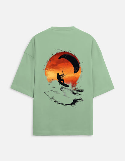 jade unisex terry oversized travel t-shirt with water gliding graphic design